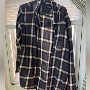 Faded Glory XL flannel, hand embroidered by me